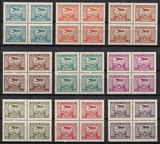 1925 Republic of Poland, Complete Set, Blocks of Four, Airmail
