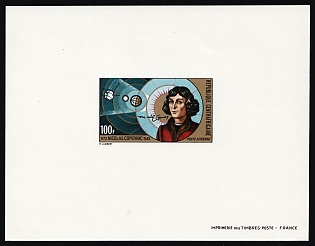 1973 100fr Nicolaus Copernicus Birthday, Central African Republic, Epreuve de Luxe, Deluxe Proof Sheetlet