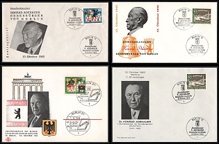1963 (10 Oct) Federal Republic of Germany (FRG), 'Farewell Visit of Federal Chancellor Dr. Konrad Adenauer to Berlin', Commemorative Covers and Postcard, Thematic Group