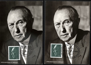 1976 Federal Republic of Germany (FRG), '100th Anniversary of the Birth of Konrad Adenauer', Commemorative Picture Postcards franked with 50p, Thematic Group