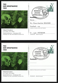 1992 (25 Nov) Federal Republic of Germany (FRG), 'To the day of Postage Stamps' Dedicated to Albert Einstein', Commemorative Postcards, Thematic Group