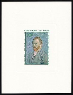 1968 20fr Self-portrait of Van Gogh, Republic of the Niger, Proof Sunken Sheetlet