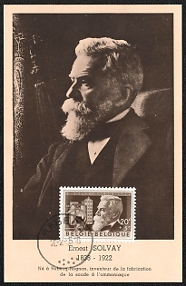 1956 (20 Feb) Belgium, 'Ernest Solvay, Inventor of the Manufacture of Ammonia Soda', Commemorative  Picture Postard franked with 20.5c