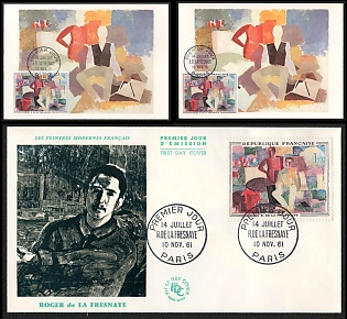 1961 (10 Nov) French Republic, 'Reproduction of the Painting 'July 14' by Roger De La Fresnaye', Commemorative First Day Postards and Cover Collection franked with 1f tied by 'Premier Jour Paris' Cancellation, Thematic Group