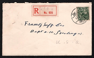 1932 (10 May) Registered cover from Shanghai (China) to Sterling (USA), franked with 50c (China), canceled by Shanghai postmark. Arrive in Sterling June 3, 1932.