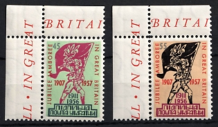 1957 Scout Jubilee Jamboree, Great Britain 2nd issue, Ukraine, Underground Post, Complete Set, Corner Margins, Sheet Inscription, Watermark