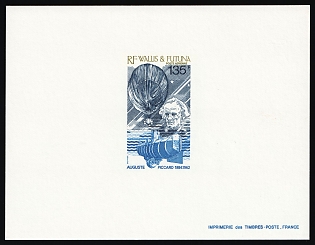 1987 135fr Bathyscaphe Trieste and Stratospheric Ballon, Territory of the Wallis and Futuna Islands, Epreuve de Luxe, Deluxe Proof Sheetlet