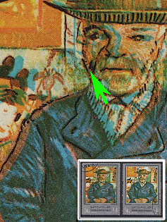 1968 'Portrait of Perte Tanguy', Vincent van Gogh, Yemen (Nordjemen), DOUBLE Printing