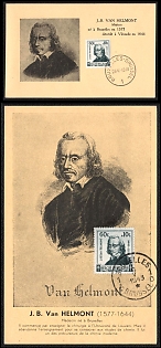 1943 Kingdom of Belgium, 'Jan Baptist Van Helmont', Commemorative Picture Postcards franked with 60c, Thematic Group