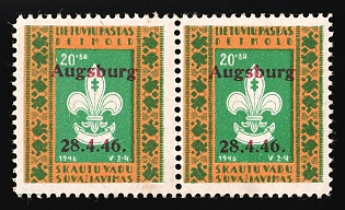 1946 20+80pf Detmold, Lithuania, Baltic DP Camp, Displaced Persons Camp, Pair, Signed