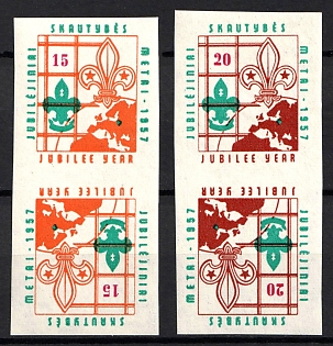 1957 Lithuania, Baltic DP Camp, Jamboree Scouts, Displaced Persons Camp, Tete-beche Pairs