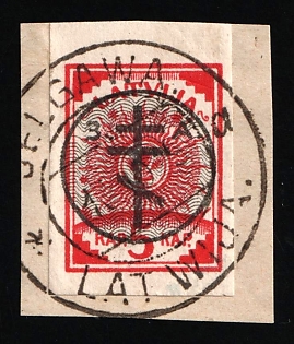1919 5k West Army on piece, Russia, Civil War, JELGAVA Postmark