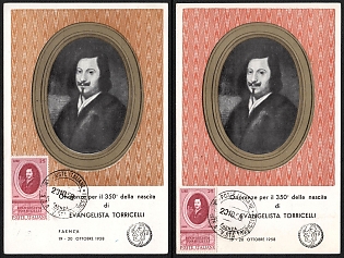 1958 (20 Oct) Italian Republic, '350th Anniversary of the Birth of Evangelista Torricelli', Commemorative Postards franked with 25l, Thematic Group