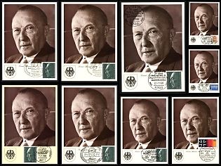1985-89 Federal Republic of Germany (FRG), 'Konrad Adenauer', Commemorative Picture Postcards, Small Thematic Collection