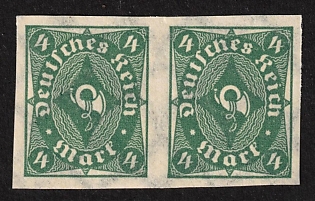 1922 4m Weimar Republic, Germany, Imperforate, Pair, Signed