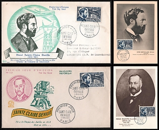 1955 (5 Mar) French Republic, '100th Anniversary of the Development of a Method for Producing Aluminum by Henri Etienne Saint-Clair Deville', Commemorative First Day Covers and Picture Postcards franked with 18pf tied by 'Premier Jour Paris' Cancellation, Thematic Group