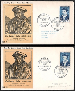 1956 (9 June) French Republic, 'Guillaume Bude, Philosopher, Founder of the College De France', Commemorative First Day Covers Collection franked with 12f tied by 'Premier Jour Paris' Cancellation, Thematic Group