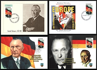 1998-2005 Montserrat, 'Konrad Adenauer', Commemorative First Day Postcards c 1.5u , Thematic Group