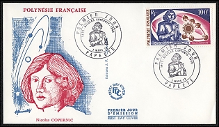 1973 (7 Mar) French Polynesia, '500th Anniversary of the Birth of Nicolaus Copernicus', Commemorative First Day Cover franked with 100f tied by 'Premier Jour Papeete' Cancellation