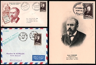 1952-53 French Republic, 'Henri Poincare, Science and Hypothesis', Commemorative Airmail Cover, First Day Cover and Picture Postard franked with 18f, Thematic Group