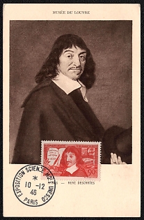 1946 (10 Dec) French Republic, 'Rene Descartes, Philosopher, Scientist and Mathematician', Commemorative Picture Postard franked with 90c