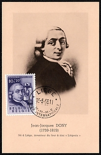 1956 (13 May) Kingdom of Belgium, 'Jean-Jacques Dony, Inventor of the Zinc Furnace', Commemorative Picture Postcard franked with 80c
