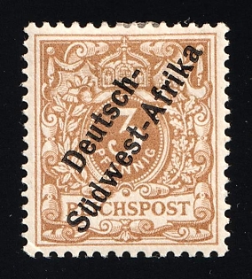 1897-99 3pf South West Africa, German Colonies, Germany, Light Brown Color, Signed
