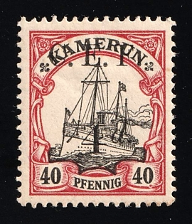 1915 4d on 40pf British Occupation of Cameroon, Kaiser’s Yacht, 'C. E. F.', German Colonies, Germany