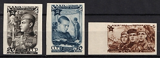 1947 29th Anniversary of the Soviet Army, Soviet Union, USSR, Russia, Imperforate, Complete Set
