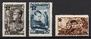 1947 29th Anniversary of the Soviet Army, Soviet Union, USSR, Russia, Perforation 12.25, Complete Set