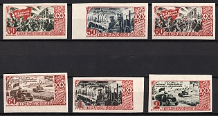 1947 30th Anniversary of the October Revolution, Soviet Union, USSR, Russia, Imperforate, Margins, Complete Set