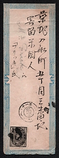 1878 Cover from Tokyo (Japan), franked with 1s (Japan), canceled by Tokyo postmark. No arrival postmark