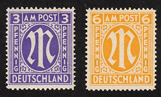 1945 3 Pf 5 Pf American and British Zones (Bizone), Allied Occupation, Germany, , Variations of Perforation, Signed