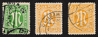 1945 5 Pf + 6 Pf American and British Zones (Bizone), Allied Occupation, Germany, Variations of Perforation, Signed