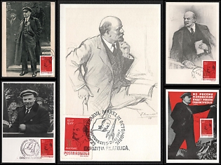 1967 Romania, Vladimir Lenin, '50th Anniversary of the October Revolution', Commemorative Picture Postcards franked with 1.20l, Small Thematic Collection