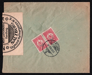 1910 (28 Nov) International cover from Stamboul (Turkey) to Salzburg (Austria), franked with pair 20pa (Turkey), canceled by Stamboul postmark. No arrival postmark