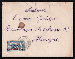 1922 (5 Sep) International cover from Therapia (Turkey) to Rustringen (Germany), franked with 3pi with overprint 7.5pi (Turkey), canceled by Therapia postmark. Via  Stamboul September 5, 1922. No arrival postmark