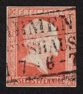 1859 1/2SGR 6Pf Prussia, German States, Germany, signed
