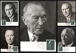 1976-89 Federal Republic of Germany (FRG), 'Konrad Adenauer', Commemorative Picture Postcards franked with 50p, Small Thematic Collection