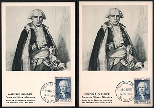 1953 (9 July) French Republic, 'Gaspard Monge, Author of Descriptive Geometry', Commemorative First Day Picture Postcards Collection franked with 18f tied by 'Premier Jour Beaune' Cancellation, Thematic Group
