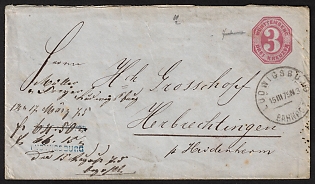 1875 Württemberg, German States, Germany, Cover form Ludwigsburg to Heidenheim, Rare Bridge-Type Date Postmark Ludwigsburg Bahnhof