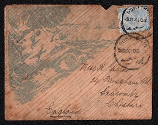1905 (29 Oct) International cover from Port Said (Egypt) to Seacombe (England), franked with 1pi (Egypt), canceled by Port Said postmark. Via Birkenhead December 6, 1905. No arrival postmark