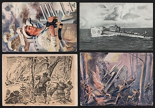 1943-44 Soviet Union, Group of Military Field Post Feldpost Censored Picture Postcards