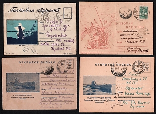 1942-43 Soviet Union, Group of Military Field Post Feldpost Censored Postcards