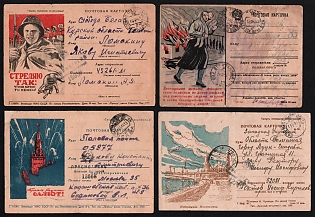 1942-45 Soviet Union, Group of Military Field Post Feldpost Censored Postcards