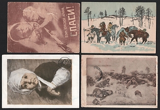 1943-44 Soviet Union, Group of Military Field Post Feldpost Censored Picture Postcards