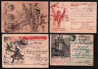 1942-44 Soviet Union, Group of Military Field Post Feldpost Censored Postcards
