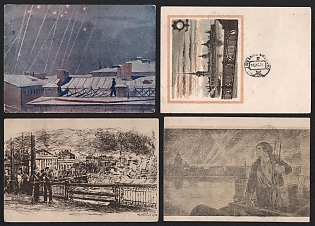 1943-45 Soviet Union, Group of Military Field Post Feldpost Censored Picture Postcards