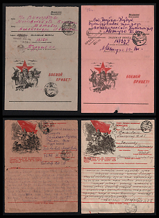 1943-44 Soviet Union, Group of Military Field Post Feldpost Censored Postcards