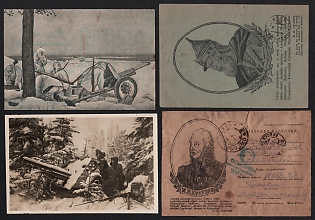 1942-43 Soviet Union, Group of Military Field Post Feldpost Censored Picture Postcards